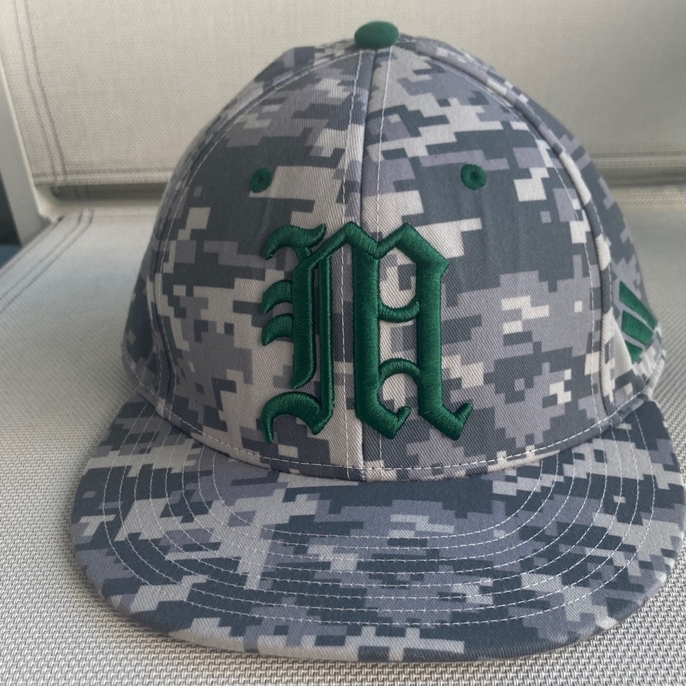 Gray Camo Cap with Green Lettering - Picture 7 of 7